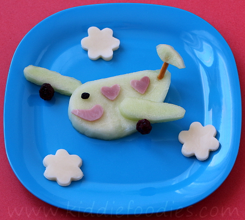Melon airplane snack for kids step2
