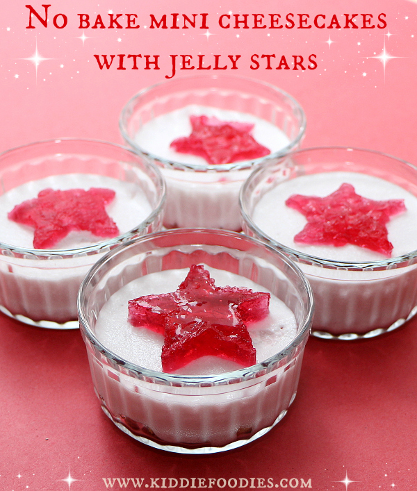 No bake mini cheesecakes with jelly stars, simple and easy dessert