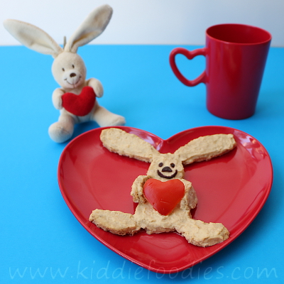 Rabbit with a heart hummus snack for kids