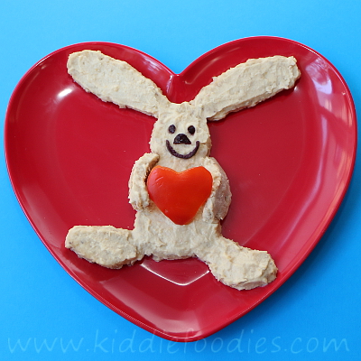 Rabbit with a heart hummus snack for kids step2