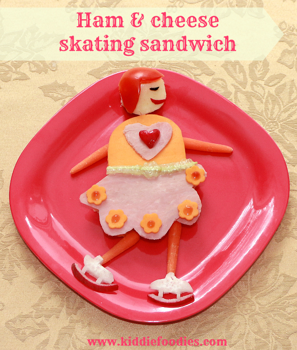 Skating kiddie ham and cheese sandwich for kids #sandwich, #lunchforkids, #skating