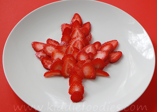 Strawberry maple leaf dessert for Canada day 1st of July
