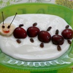 Happy caterpillar – cherries and yogurt
