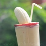 Peach banana smoothie with yogurt featured
