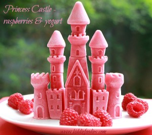 Princess castle - frozen raspberries and yogurt with title