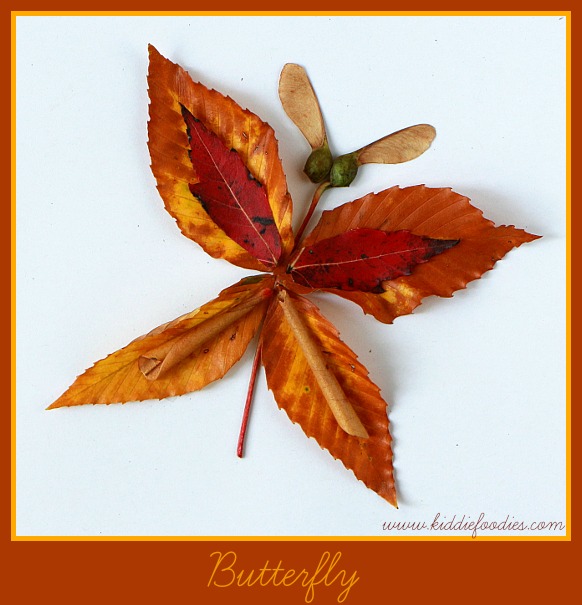 Fall crafts - how to create pictured with leaves - Butterfly