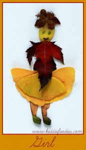 Fall crafts - how to create pictured with leaves - Girl