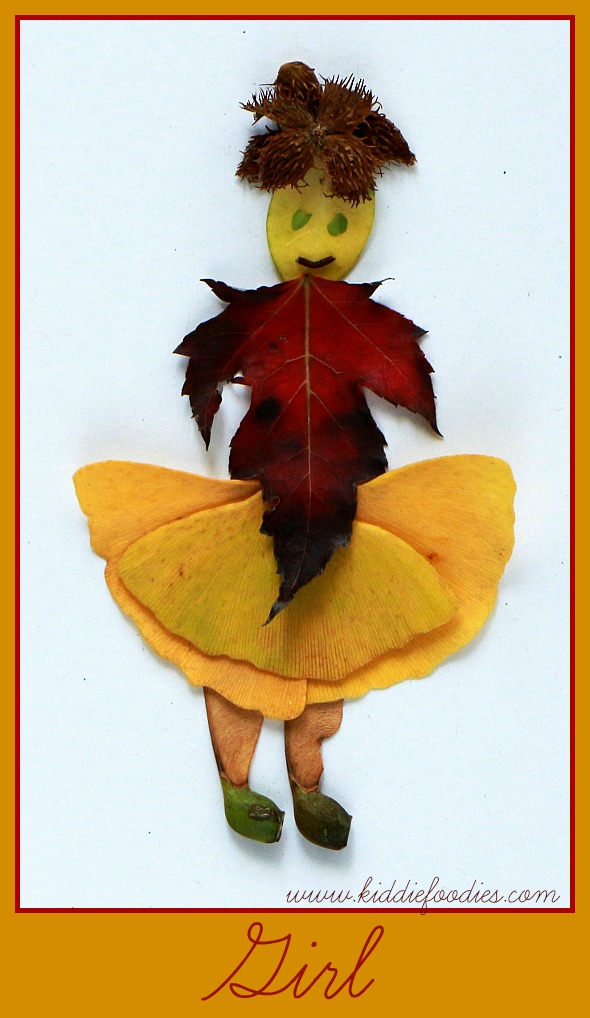 Fall crafts - how to create pictured with leaves - Girl1