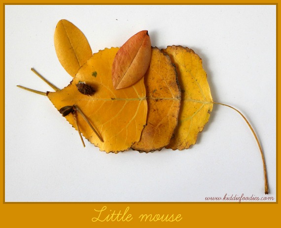 Fall crafts - how to create pictured with leaves - Little mouse