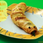 Pumpkin recipes - homemade pancake wraps with salmon, spinach and ricotta