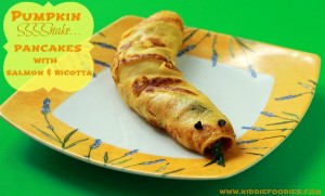 Pumpkin recipes - homemade pancakes with salmon and ricotta