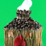 Recycled crafts for kids - forest house - tissue box, pine needles & cones, fall leaves main