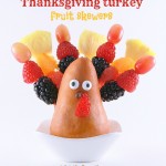 Thanksgiving turkey made of fruits, fruit skewers