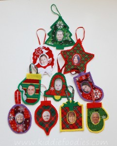 Felt Christmas personalized photo ornaments all shapes