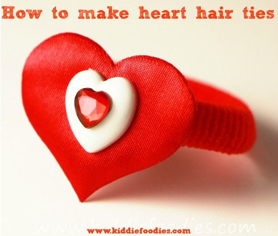 How to make heart hair ties for Valentine's Day - tutorial step3c