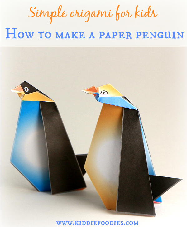 Simple origami for kids - how to make a paper penguin, #origami, #origamiforkids, #penguincraft, #paperpenguin