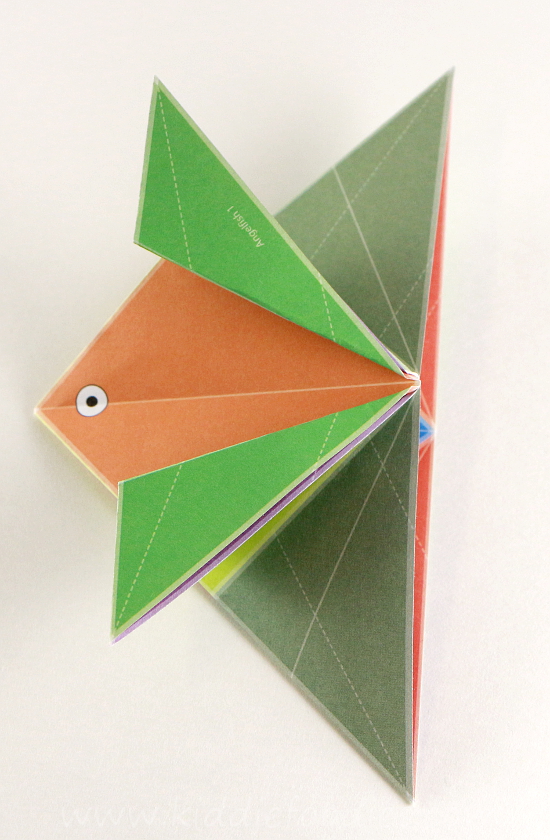 Simple origami for kids - how to make a paper fish tutorial step4a