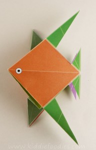 Simple origami for kids - how to make a paper fish tutorial step4c