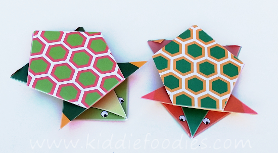 Simple origami for kids - how to make a paper turtle tutorial step6b